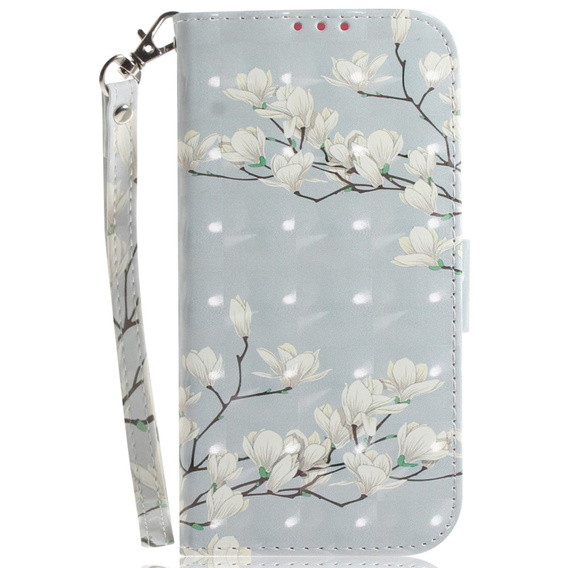 Pattintható tok a Motorola Edge 50 Pro 5G, Wallet, Magnolia Flowers szürke