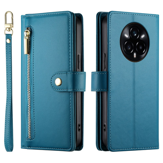Pattintható tok a Realme 14 Pro+ 5G, Wallet Zipper Pocket, kék