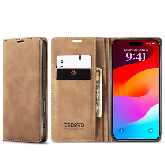 ERBORD Vintage tok - flip pénztárca iPhone 17 Pro Max készülékhez