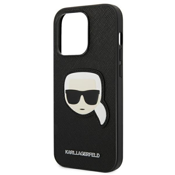 Karl Lagerfeld Telefontok a iPhone 14 Pro Max, Saffiano Karl's Head Patch, fekete