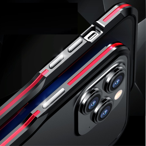 Teletok LUPHIE iPhone 14 Pro-hoz, Armor Bumper, fekete / piros