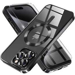 Tok iPhone 15 Pro Max-hoz, Electro MagSafe, fekete + üveg a képernyőhöz