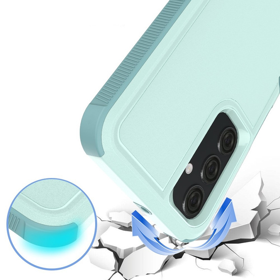 Páncélozott tok Samsung Galaxy A25 készülékhez, kétrétegű, menta + 9H üveg