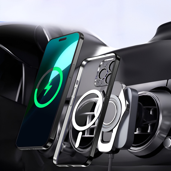 Tok iPhone 15 Pro-hoz, Electro MagSafe, fekete + üveg a képernyőhöz