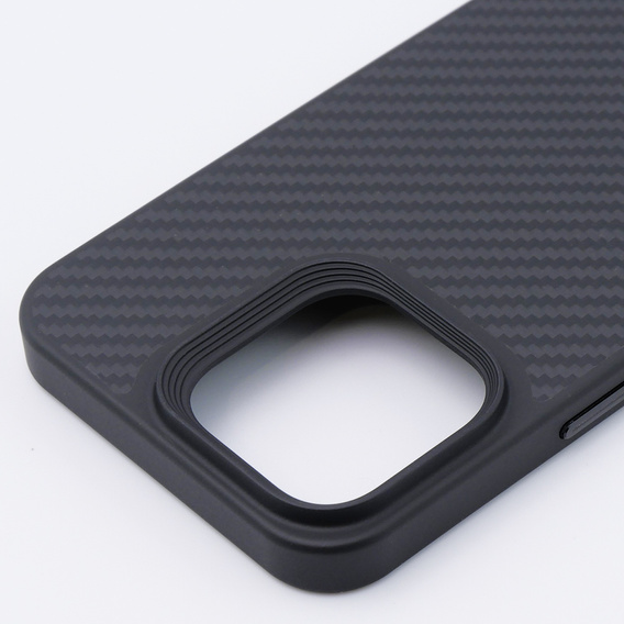 Tok iPhone 15 Pro Max, Aramid Fiber Cover, fekete