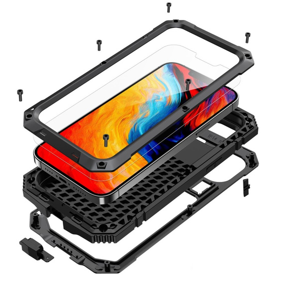 Páncélozott tok a iPhone 14, R-JUST, fekete