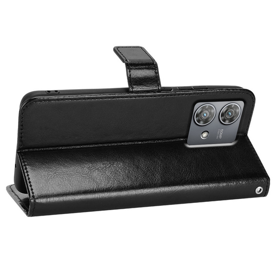 Pattintható tok a Motorola Edge 40 Neo, Crazy Horse Wallet, fekete