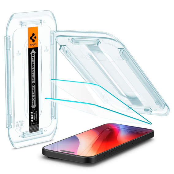 Spigen edzett üveg iPhone 17 / 17 Pro / 16 Pro készülékhez, Glas.TR EZ Fit (2 db)