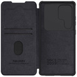 NILLKIN flip tok Samsung Galaxy S25 Ultra, CamShield Qin Pro, bőr, fekete