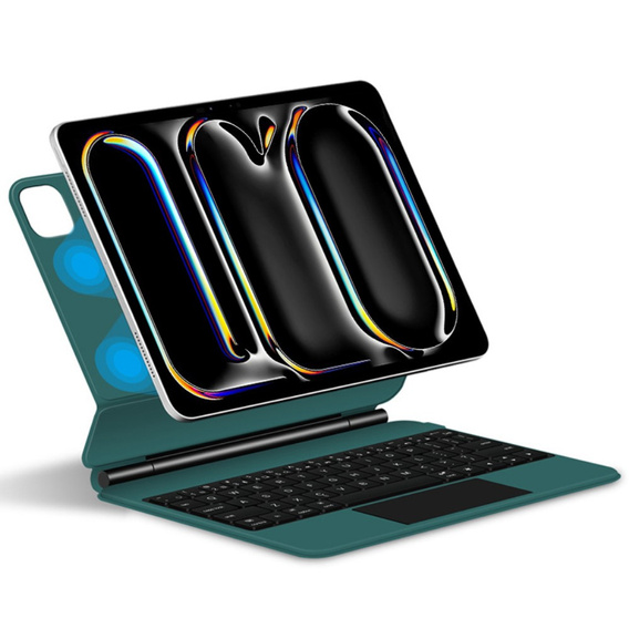 Billentyűzet tok iPad Pro 13" 2024, Magnetic Keyboard Touchpad, zöld