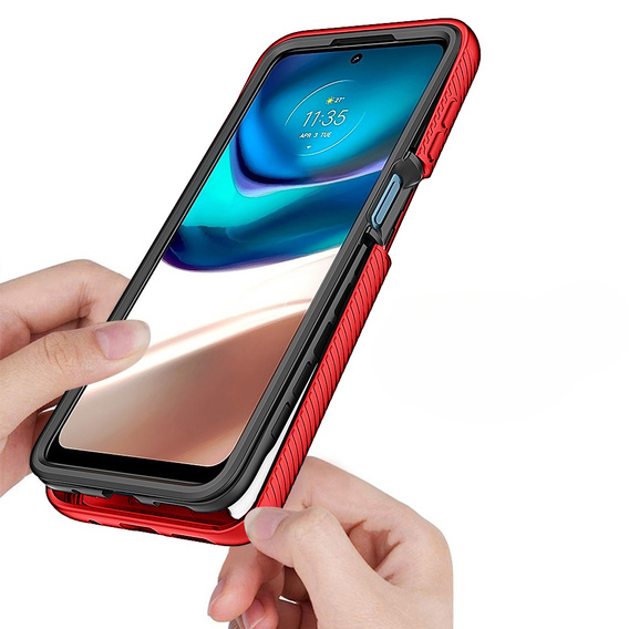 Tok Motorola Moto G42 4G készülékhez, Shockproof, fóliával, piros