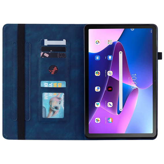 Tok Lenovo Tab M10 10.1 Gen 3, Wallet Pen Slot, kék