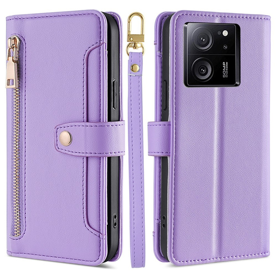 Pattintható tok a Xiaomi 13T / 13T Pro / Redmi K60 Ultra, Wallet Zipper Pocket, lila