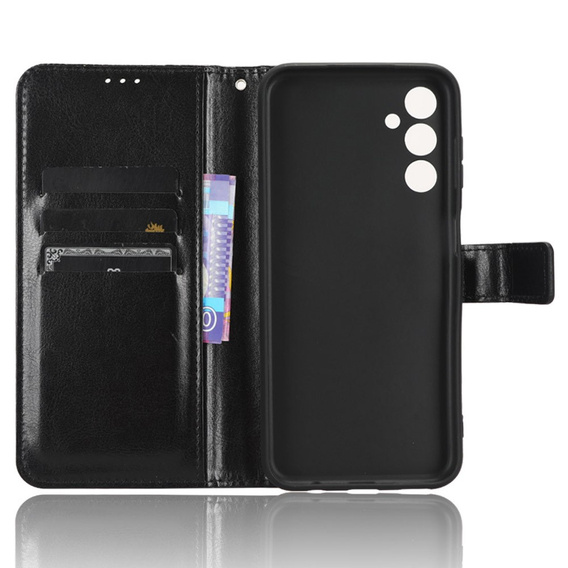 Pattintható tok a Samsung Galaxy M34, Crazy Horse Wallet, fekete