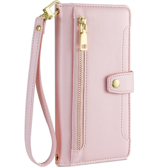 Pattintható tok a Samsung Galaxy A54 5G, Wallet Zipper Pocket, rózsaszín