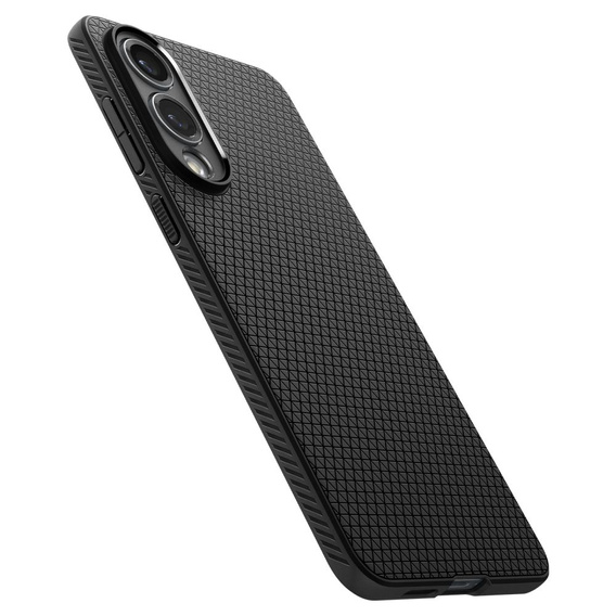 A Spigen tok Samsung Galaxy S25 Edge, Liquid Air, fekete + 9H edzett üveghez