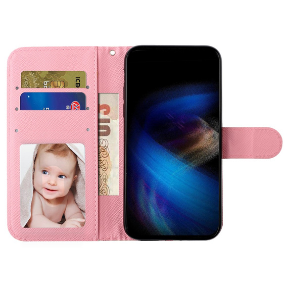 Pattintható tok a Samsung Galaxy A35 5G, Wallet, Roses fehér