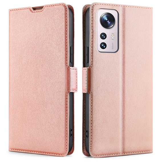 Pattintható tok a Xiaomi 12 Pro, Wallet, rózsaszín rose gold