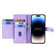 Pattintható tok a iPhone 14 Pro Max, Wallet Zipper Pocket, lila