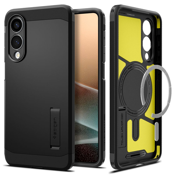 Spigen tok Samsung Galaxy S25 Edge készülékhez, Tough Armor Mag Mag MagSafe, fekete + 9H edzett üveg