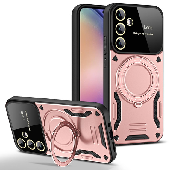 Páncélozott tok a Samsung Galaxy A55 5G készülékhez, Magnetic Ring, rózsaszín