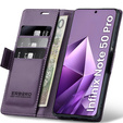 Tok Infinix Note 50 Pro, ERBORD Glossy Litchi, pénztárca patenttal, lila