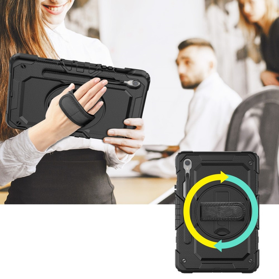 Páncélozott tok Samsung Galaxy Tab S10 Lite / S10 FE / S9 FE iPad Pro 12.9 1, védő 360, hely a tollnak, fekete