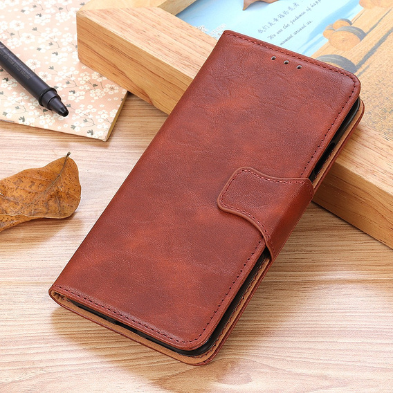 Pattintható tok a Samsung Galaxy S25 Edge, Crazy Horse Wallet, barna