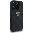 Guess Grained Hot Stamp 4G háromszög alakú fém tok iPhone 16 Pro Max készülékhez