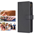Pattintható tok a Xiaomi Redmi 13C / Poco C65, Wallet Zipper Pocket, fekete
