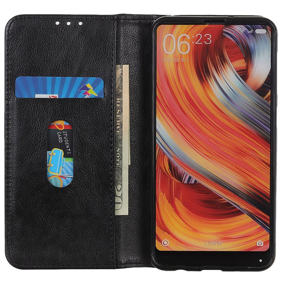 Telefontok a Xiaomi Redmi Note 13 Pro+, Wallet Litchi Leather, fekete