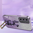 Tok Samsung Galaxy A54 5G, Glitter Rabbit, kihúzható állvánnyal, lila