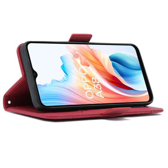 Pattintható tok a Oppo A38 4G / Oppo A18 4G, Card Slot, piros