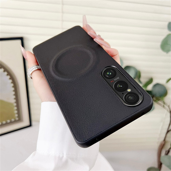 Telefontok a Sony Xperia 1 VI, Leather Hybrid MagSafe, fekete