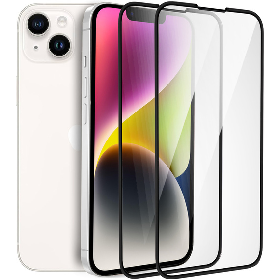 2x edzett üveg a iPhone 14 Plus, ERBORD 3D teljes képernyő