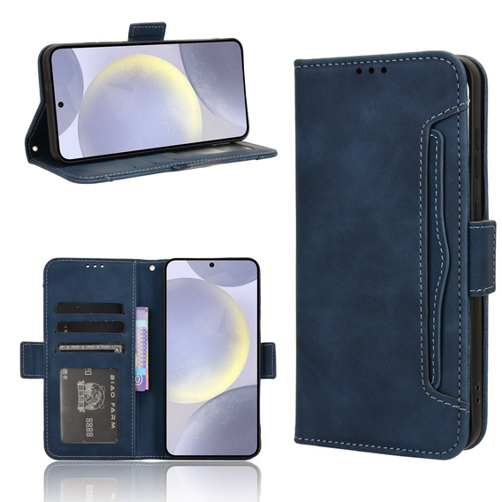 Pattintható tok a Samsung Galaxy S25 FE, Card Slot, sötétkék