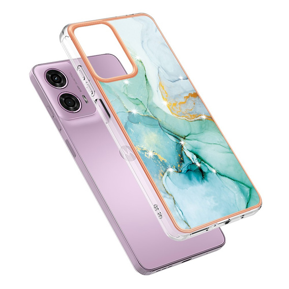 Védő tok Motorola Moto G24 / G24 Power / G04, Marble Slim Case, zöld