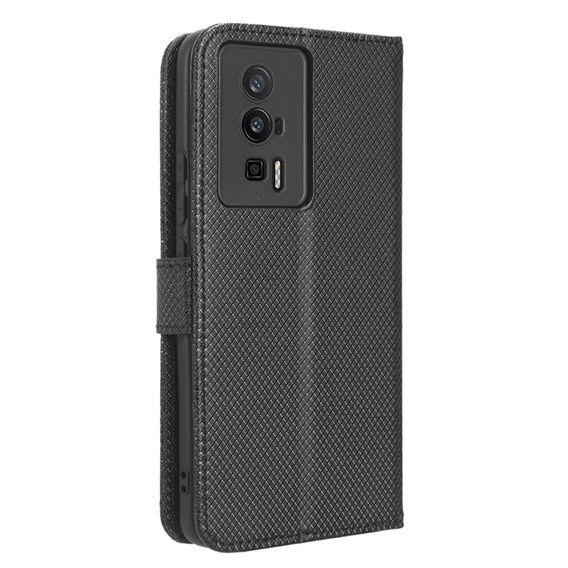 Pattintható tok a Poco F5 Pro 5G, Wallet Smart Magnet, fekete