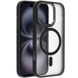 Tok iPhone 16 Pro Max-hoz, MagSafe, ERBORD Matt Case, átlátszó / fekete + képernyőüveg