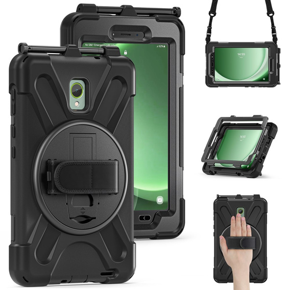 Páncélozott tok Samsung Galaxy Tab Active 3 T570 / 5 X306B iPad Pro 12.9 1, védő 360, hely a tollnak, fekete
