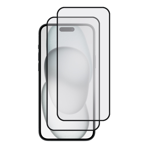 2x edzett üveg a iPhone 15 Plus, ERBORD 3D teljes képernyő