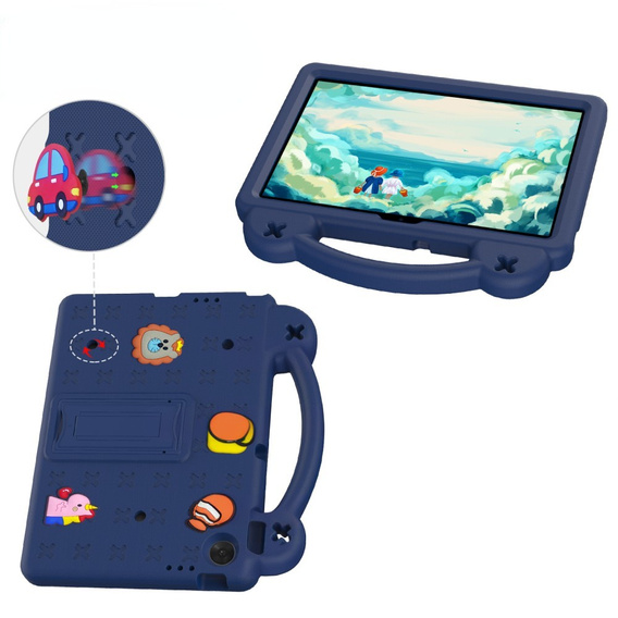 Gyermek tok Lenovo Tab TB311FU, Cute Patterns, állvánnyal, sötétkék