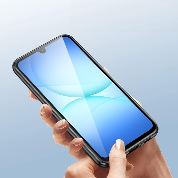 Tok Samsung Galaxy A17 5G, mágneses dupla üveg, átlátszó, fekete oldallal