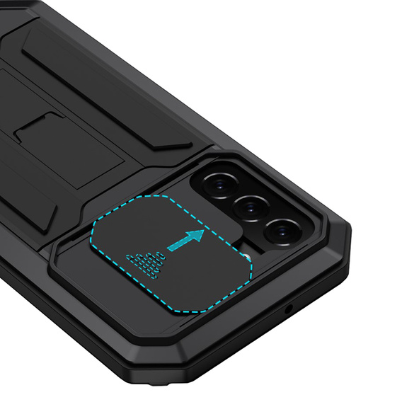 Páncélozott tok a Samsung Galaxy S22, R-JUST CamShield Slide, fekete