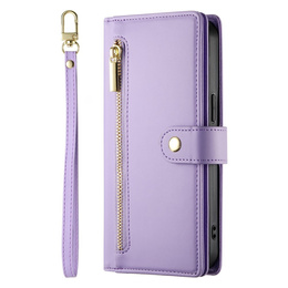 Pattintható tok a Samsung Galaxy A56 5G, Wallet Zipper Pocket, lila