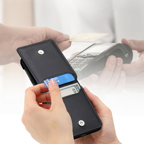 Tok Samsung Galaxy Z Flip7 FE / Z Flip6, Card Slot Ring Case, fekete