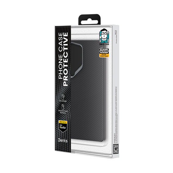BENKS Kevlar tok Samsung Galaxy S25, MagSafe, Carbon Fiber, fekete