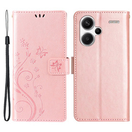 Pattintható tok a Xiaomi Redmi Note 13 Pro+, Butterfly, rózsaszín rose gold