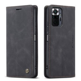 CASEME tok Xiaomi Redmi Note 10 Pro, Leather Wallet Case, fekete