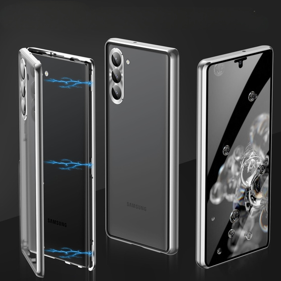 Tok Samsung Galaxy S23, Magnetic Dual Glass, ezüst
